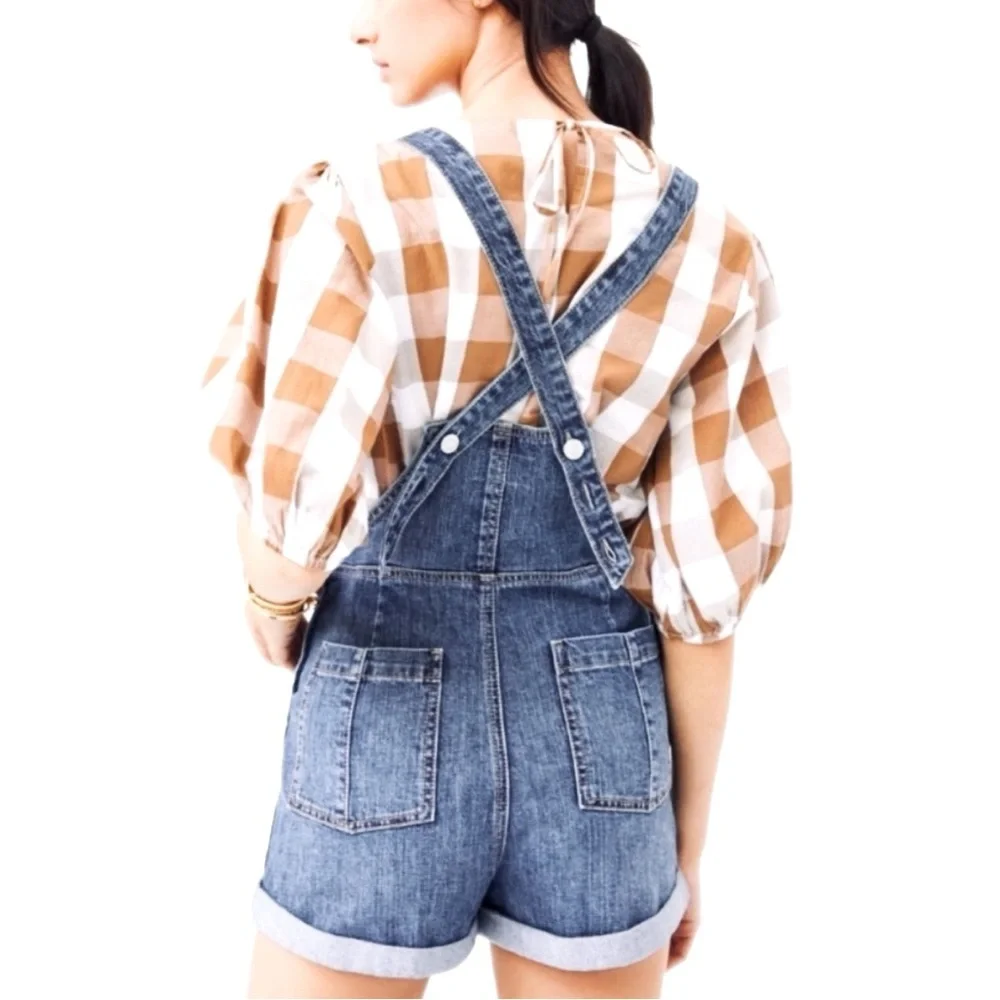 Anthropologie Pilcro Slouchy Denim Overall Shorts Size 27 - Picture 4 of 8